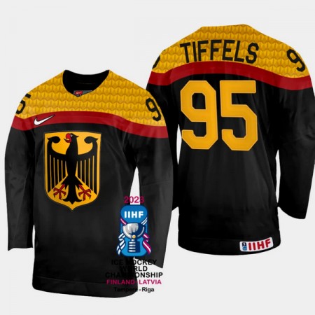 Deutschland Trikot Frederik Tiffels 95 IIHF World Championship 2023 Schwarz - Herren